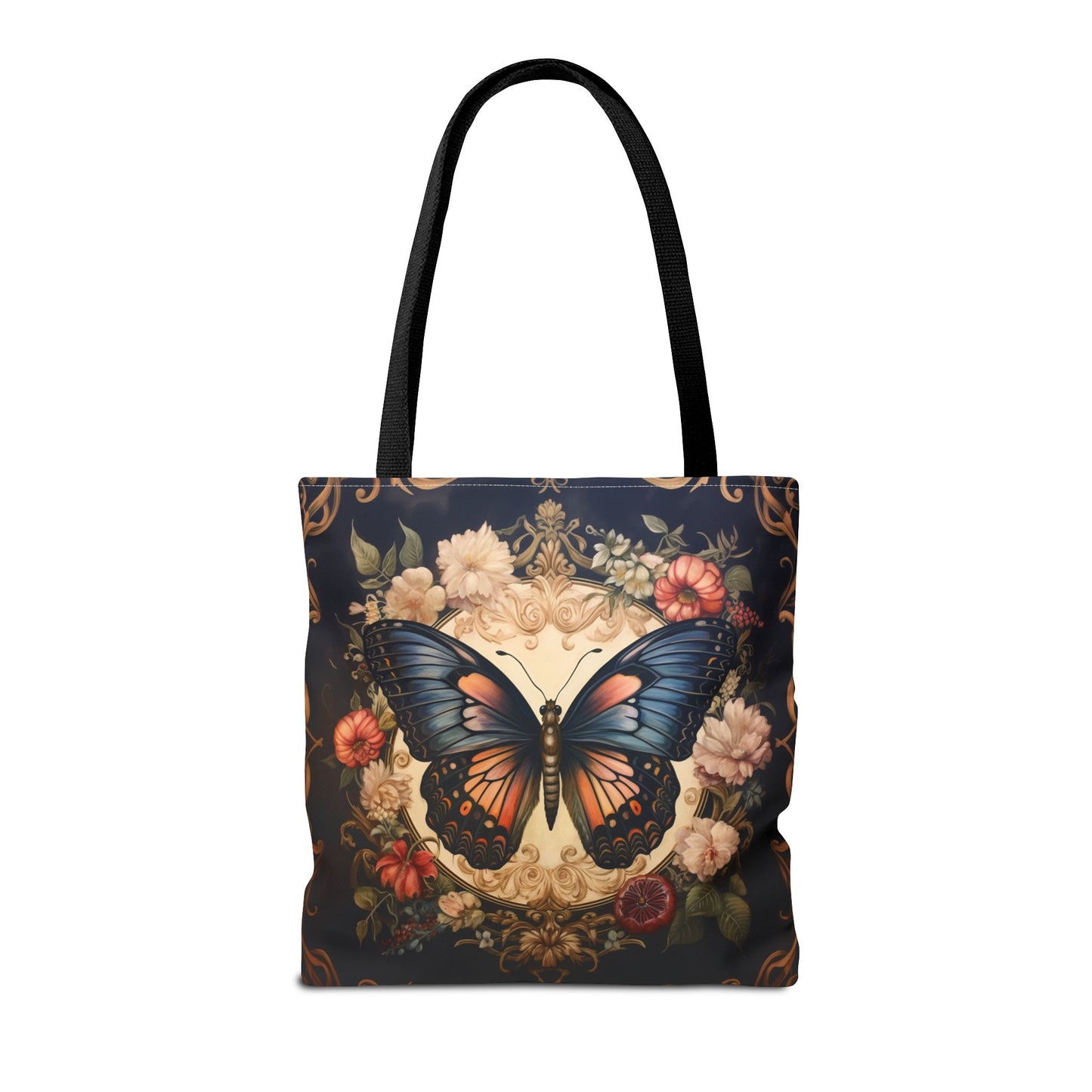 Whimsical Butterfly Floral Canvas Tote Bag, Eco-Friendly Reusable Design