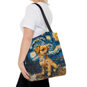 Starry Chihuahua Canvas Tote Bag - Van Gogh Inspired Design for Dog Lovers