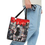 Parisian Romance Tote Bag with Silhouette Scene, Eco-Friendly Canvas