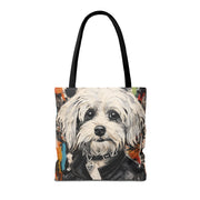 Rockstar Maltese Tote Bag, Artistic and Eco-Friendly Canvas for Dog Lovers