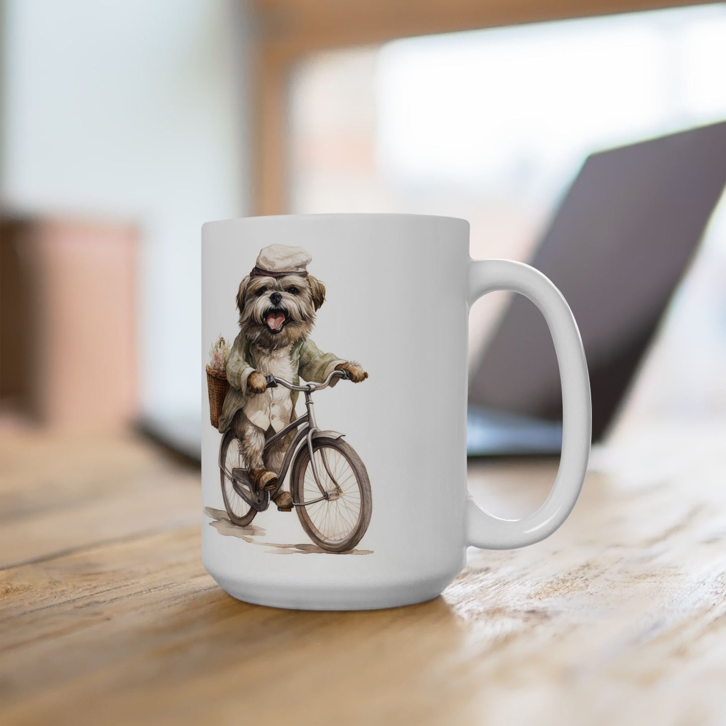 Shih Tzu Cyclist Mug – Cute Dog Lover Coffee Cup Gift