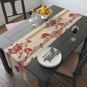 Art Nouveau Rose Table Runner | Red, Beige, and Brown Floral Décor (72" or 90")