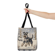 Festive Winter Schnauzer Tote Bag - Stylish Canvas Shopper