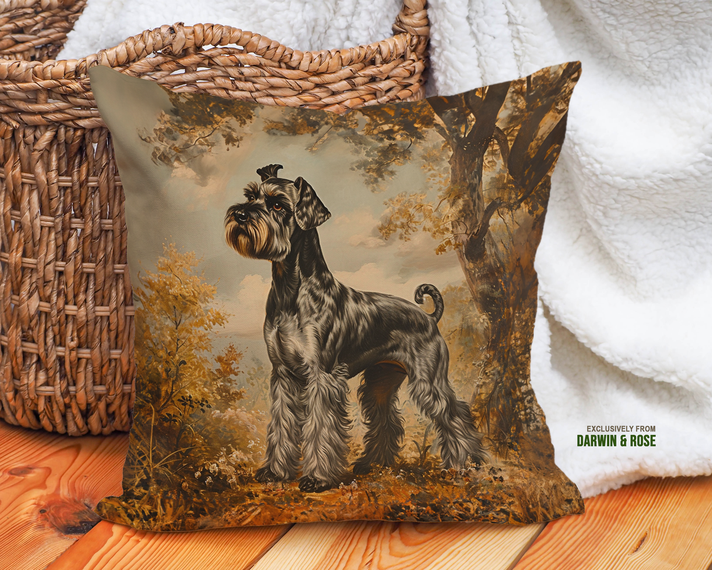Miniature Schnauzer Autumn Elegance Throw Pillow