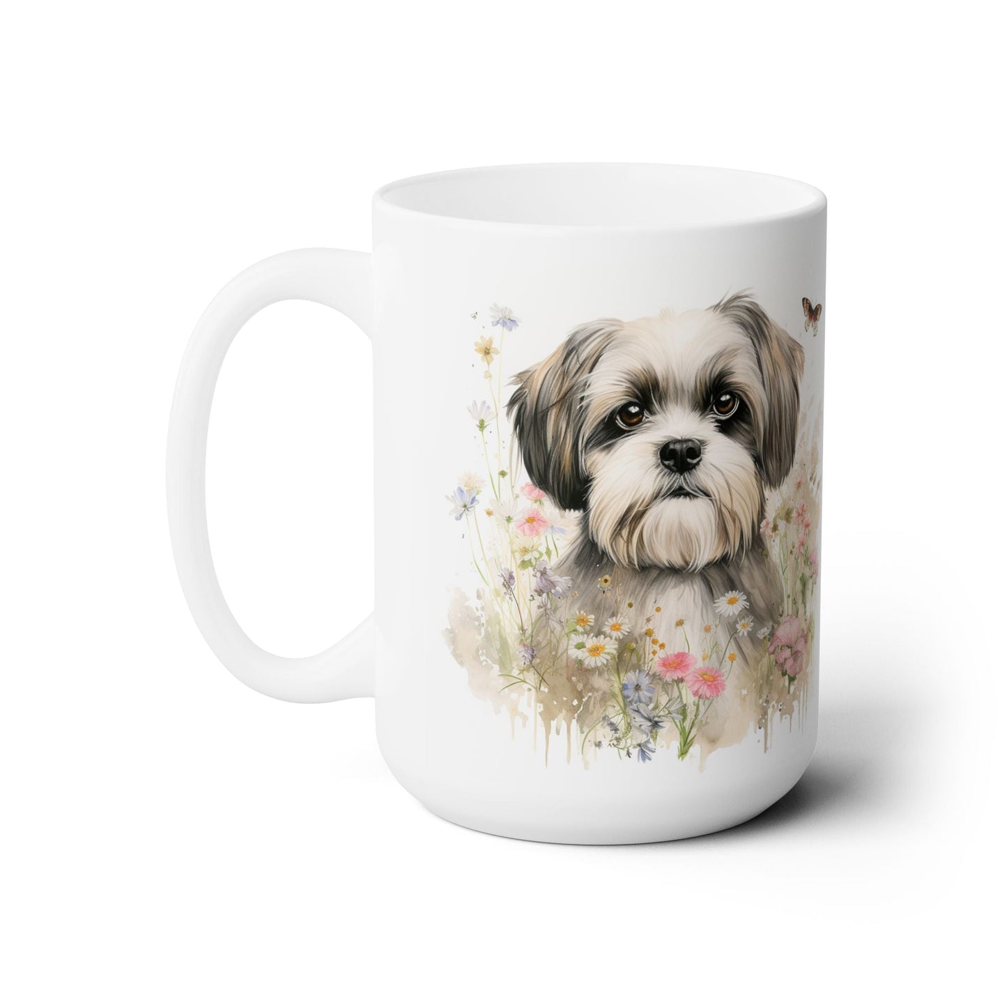 Shih Tzu Floral Meadow Coffee Mug – Perfect for Dog Lovers