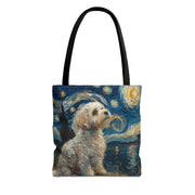 Starry Night Maltese Canvas Tote Bag, Artistic Gift for Dog Lovers