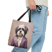 Shih Tzu Gentleman Lavender Canvas Tote Bag for Dog Lovers