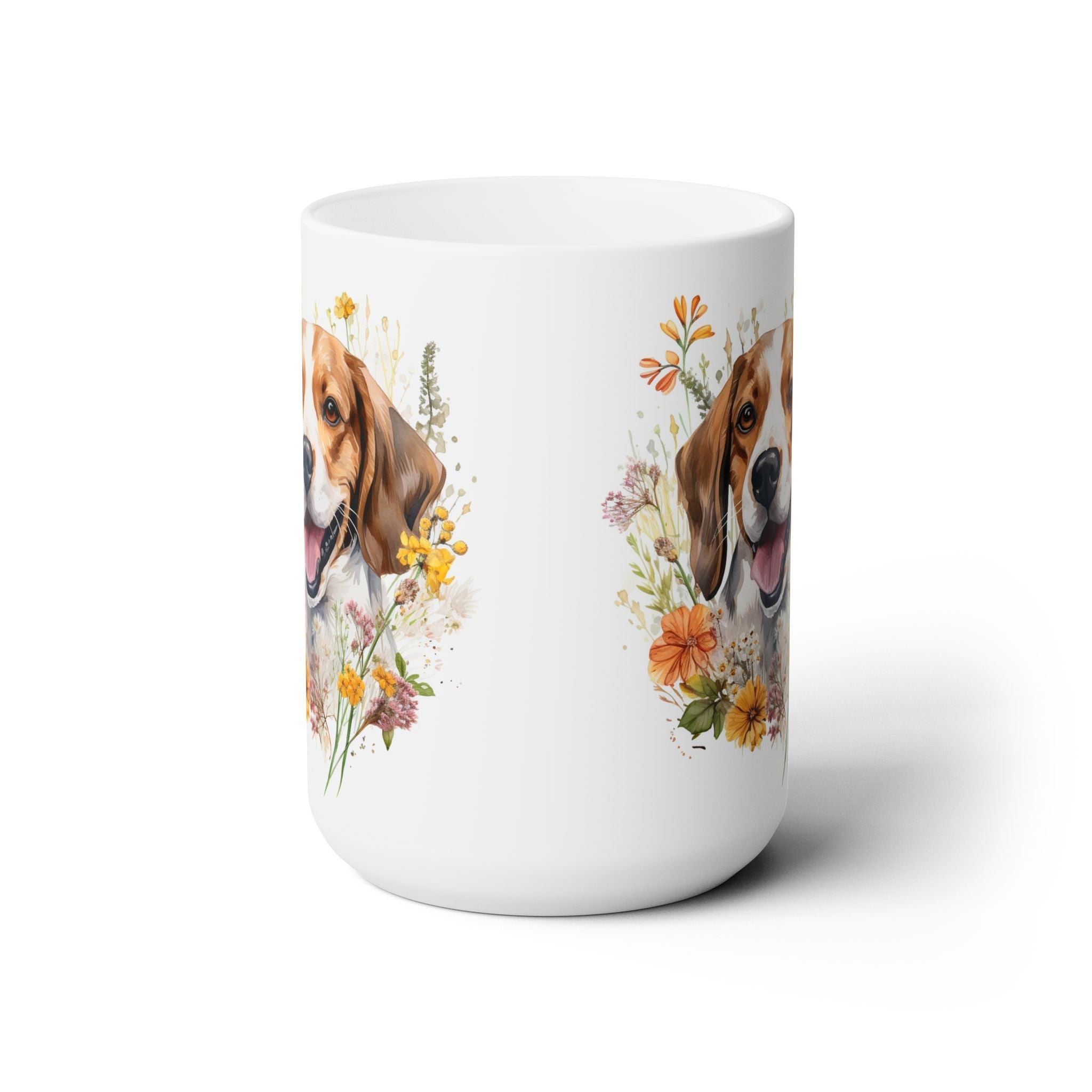 Beagle Bliss Floral Mug - Perfect for Coffee and Dog Lovers