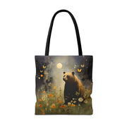 Bear in Moonlit Meadow Tote Bag, Eco-Friendly Nature Lover Gift