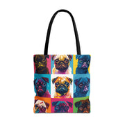 Pop Art Pug Canvas Tote Bag, Colorful Gift for Dog Lovers