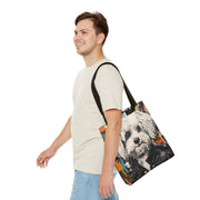 Rockstar Maltese Tote Bag, Artistic and Eco-Friendly Canvas for Dog Lovers