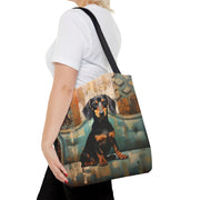 Dashing Dachshund Vintage Tote Bag, Artistic Canvas Dog Lover Gift