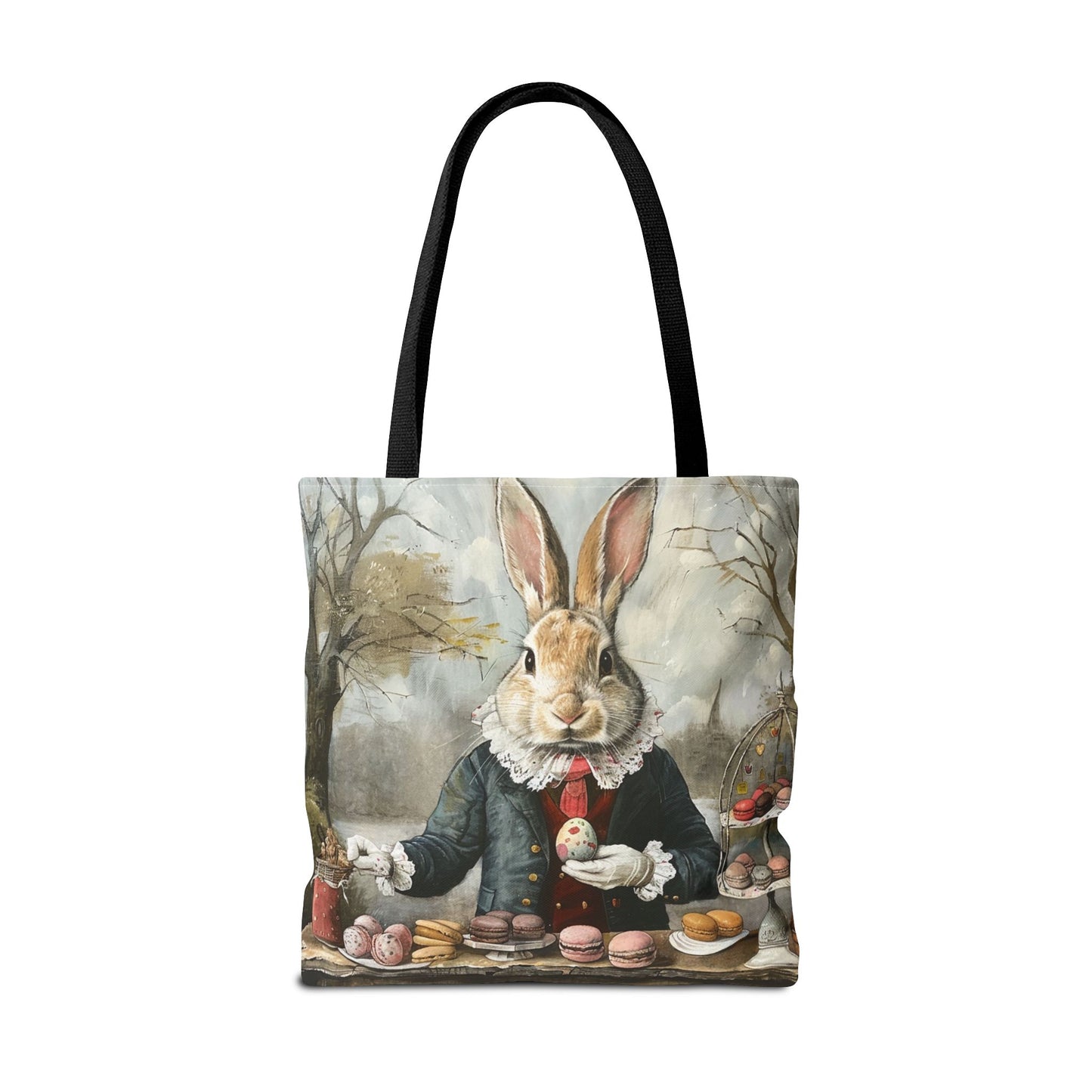 Charming Easter Bunny Canvas Tote Bag with Vintage Artwork