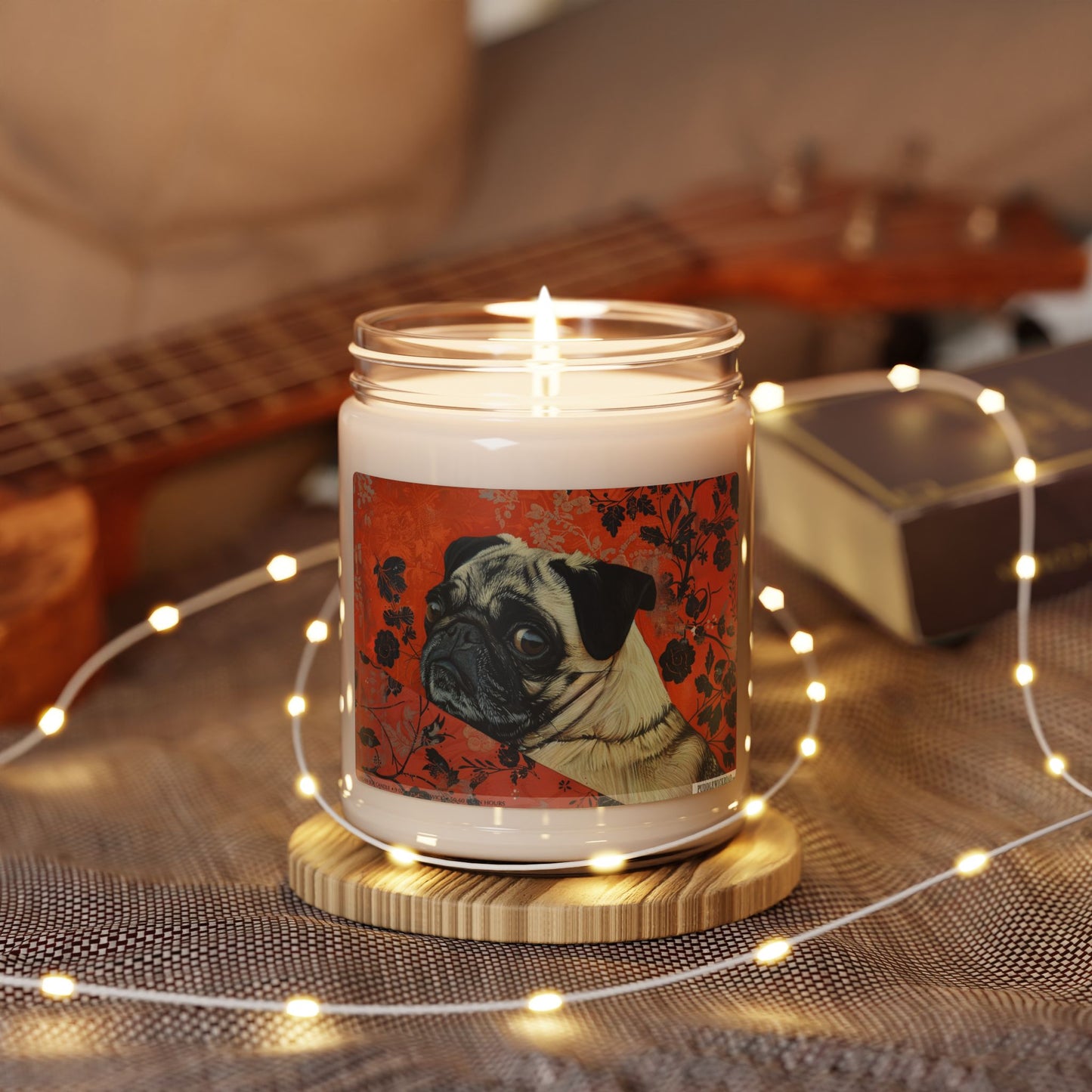 Pug Lover’s Vintage Floral Soy Candle