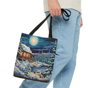 Cozy Winter Cabin Canvas Tote Bag – Eco-Friendly & Nature-Inspired