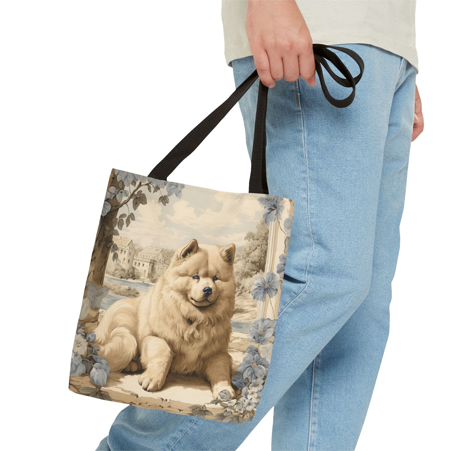 Charming Chow Chow Canvas Tote Bag – Vintage Pastoral Design