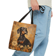 Elegant Dachshund Floral Tote Bag - Rustic Canvas for Dog Lovers