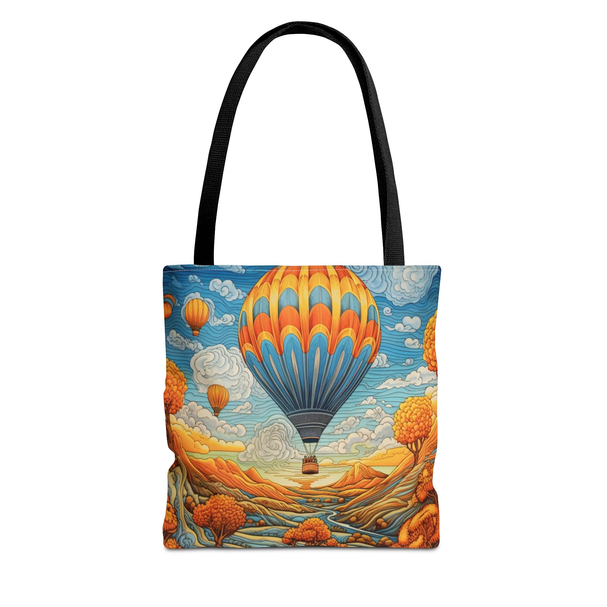 Hot Air Balloon Canvas Tote Bag, Vibrant Autumn Design for Eco Shoppers