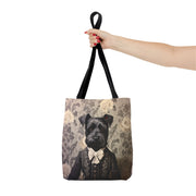 Distinguished Schnauzer Tote Bag, Elegant Floral Design for Dog Lovers