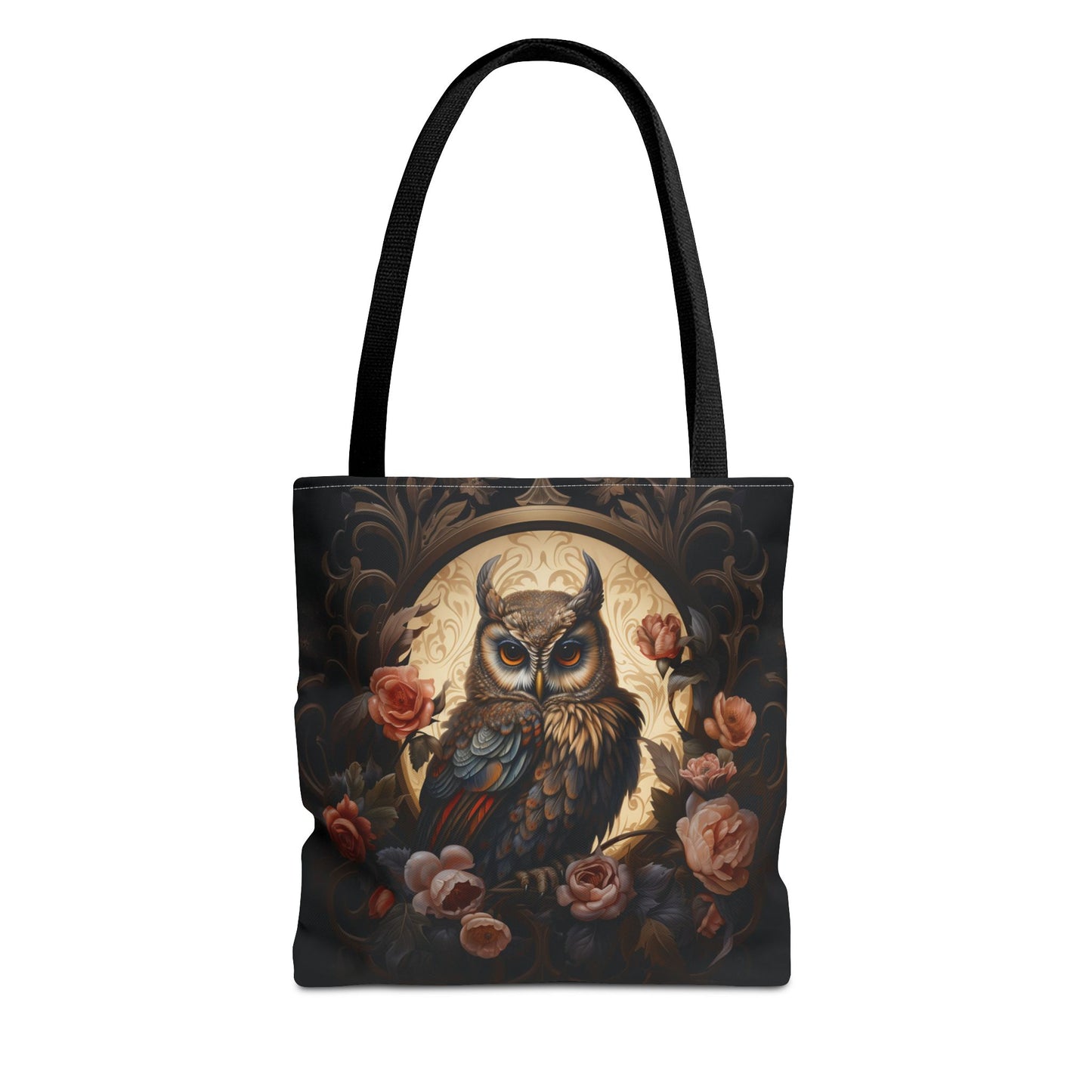 Elegant Woodland Owl Tote Bag with Vintage Floral Art