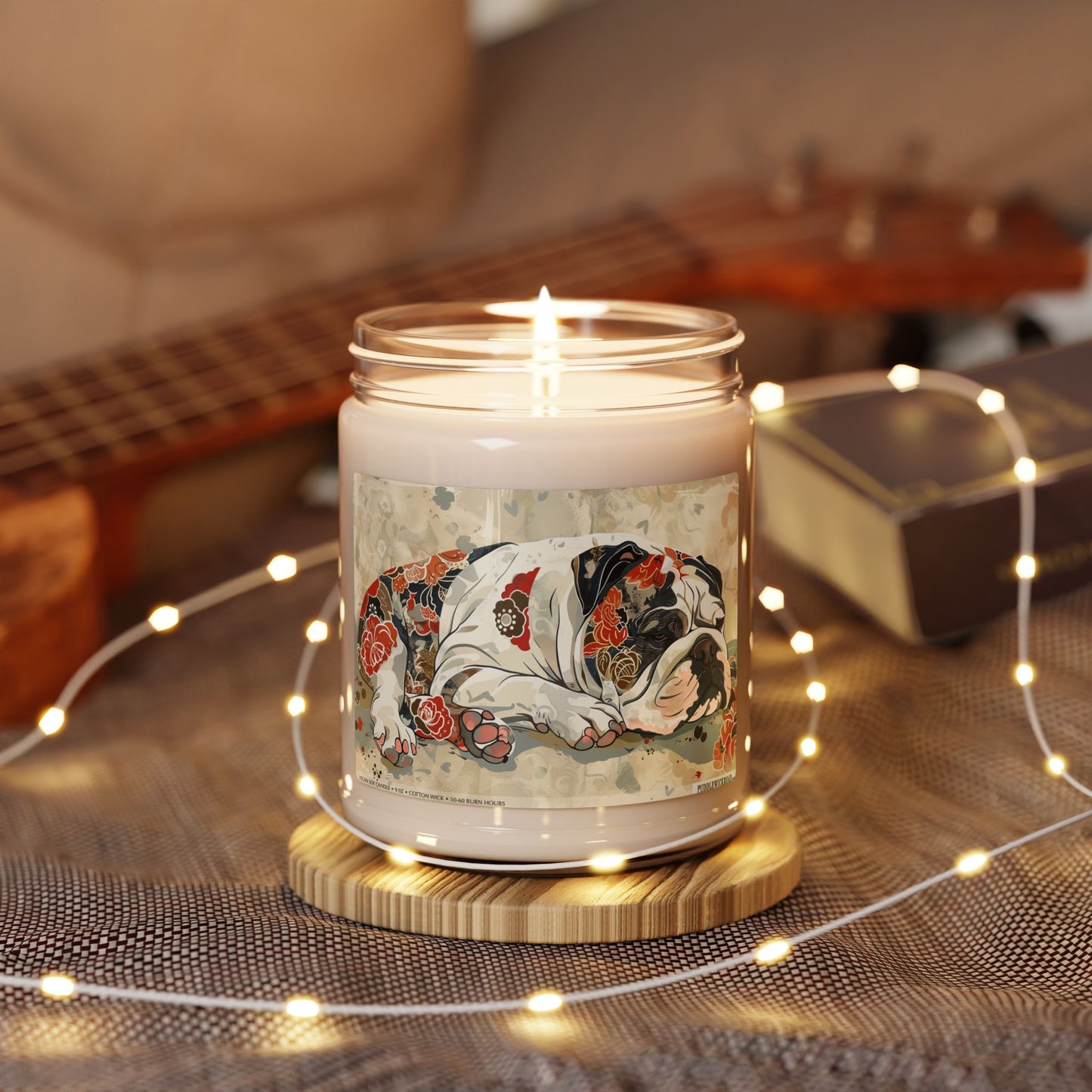 English Bulldog Vintage Floral Candle – Dog Lover Gift