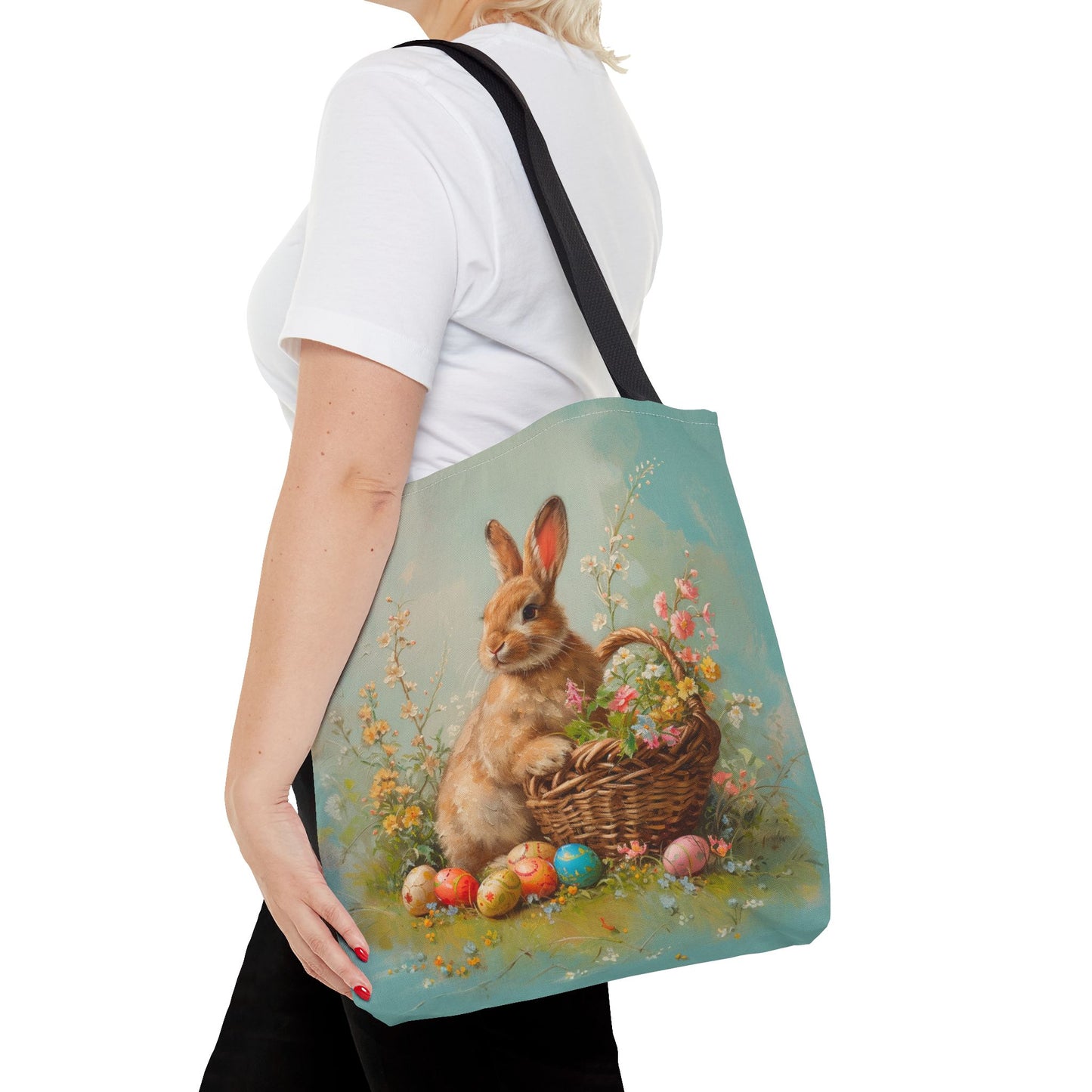 Charming Bunny Easter Tote Bag, Artistic Spring Design for Gifts