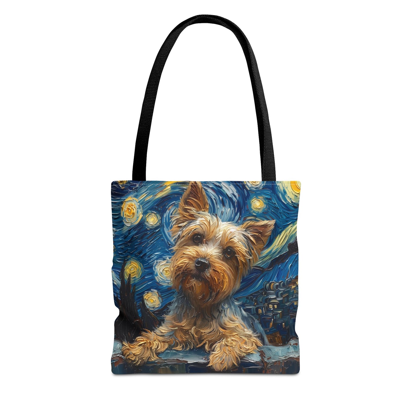 Starry Night Yorkie Tote Bag - Eco-Friendly Canvas for Dog Lovers