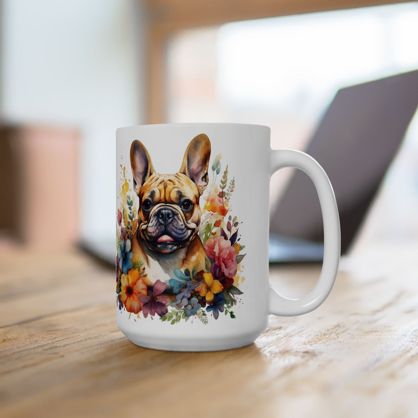 Frenchie Love Mug – Floral French Bulldog Coffee Cup Gift