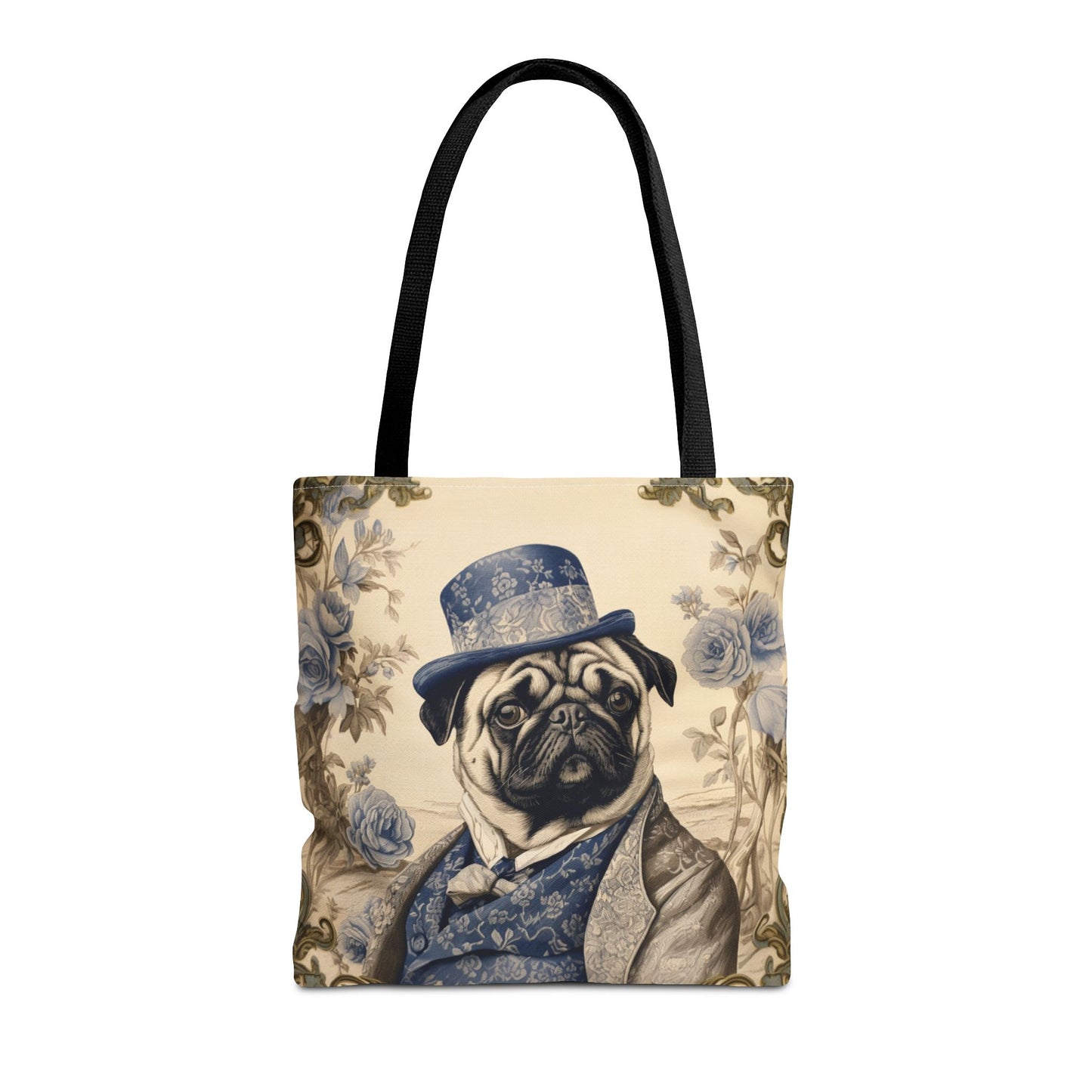 Regal Pug Canvas Tote Bag, Artistic Dog Lover's Gift, Eco-Friendly