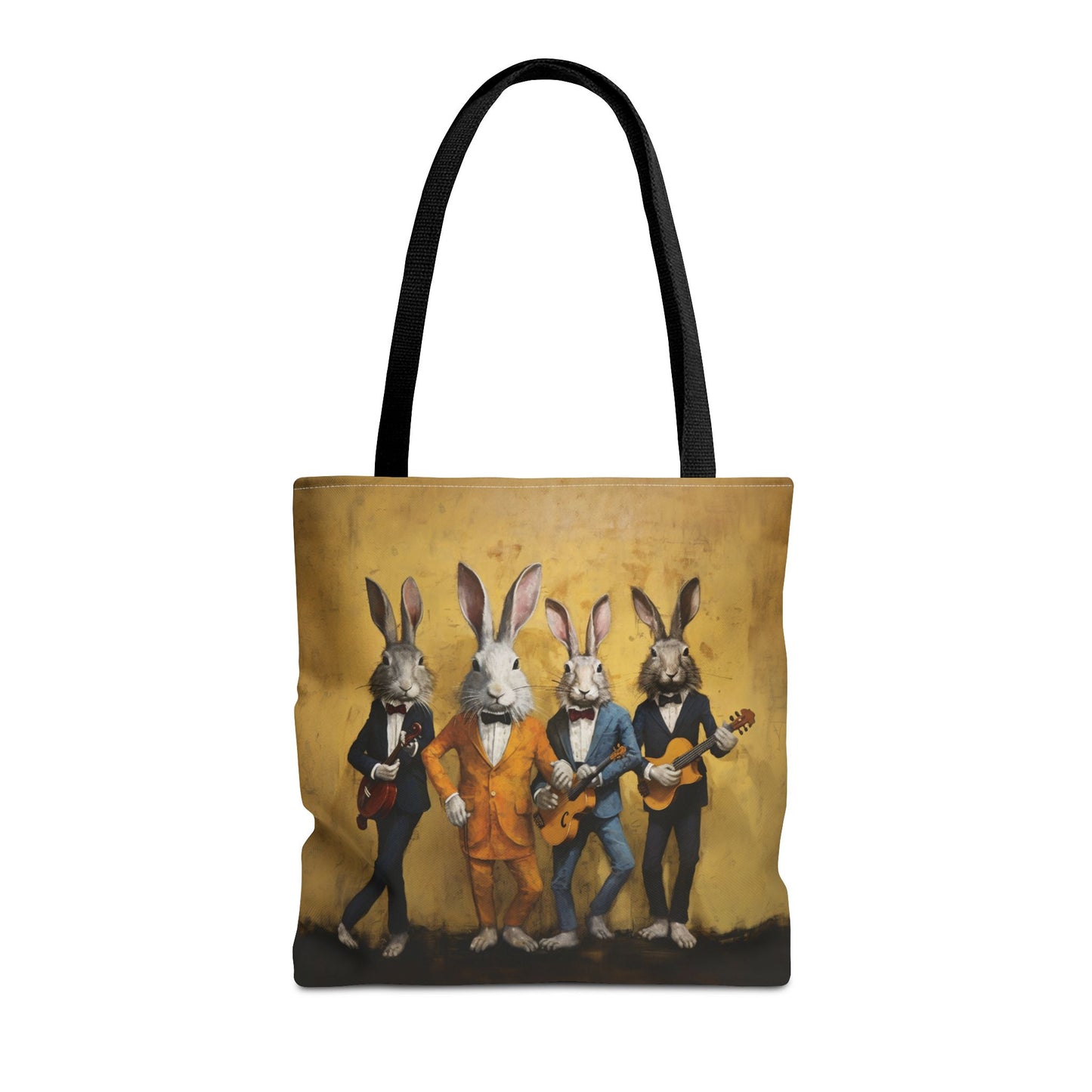 Bunny Band Canvas Tote Bag – Whimsical Art for Music & Nature Lovers