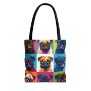 Pop Art Pug Canvas Tote Bag, Colorful Gift for Dog Lovers