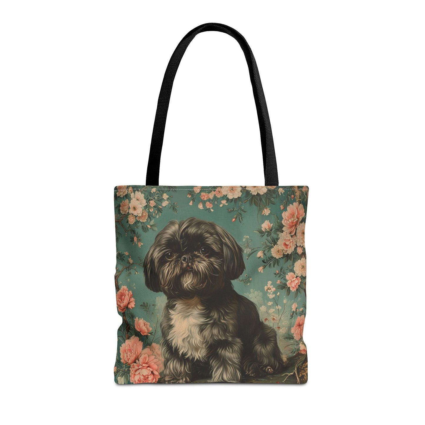 Shih Tzu Elegance Floral Tote Bag – Artistic Dog Lover’s Delight