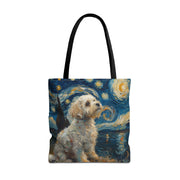 Starry Night Maltese Canvas Tote Bag, Artistic Gift for Dog Lovers