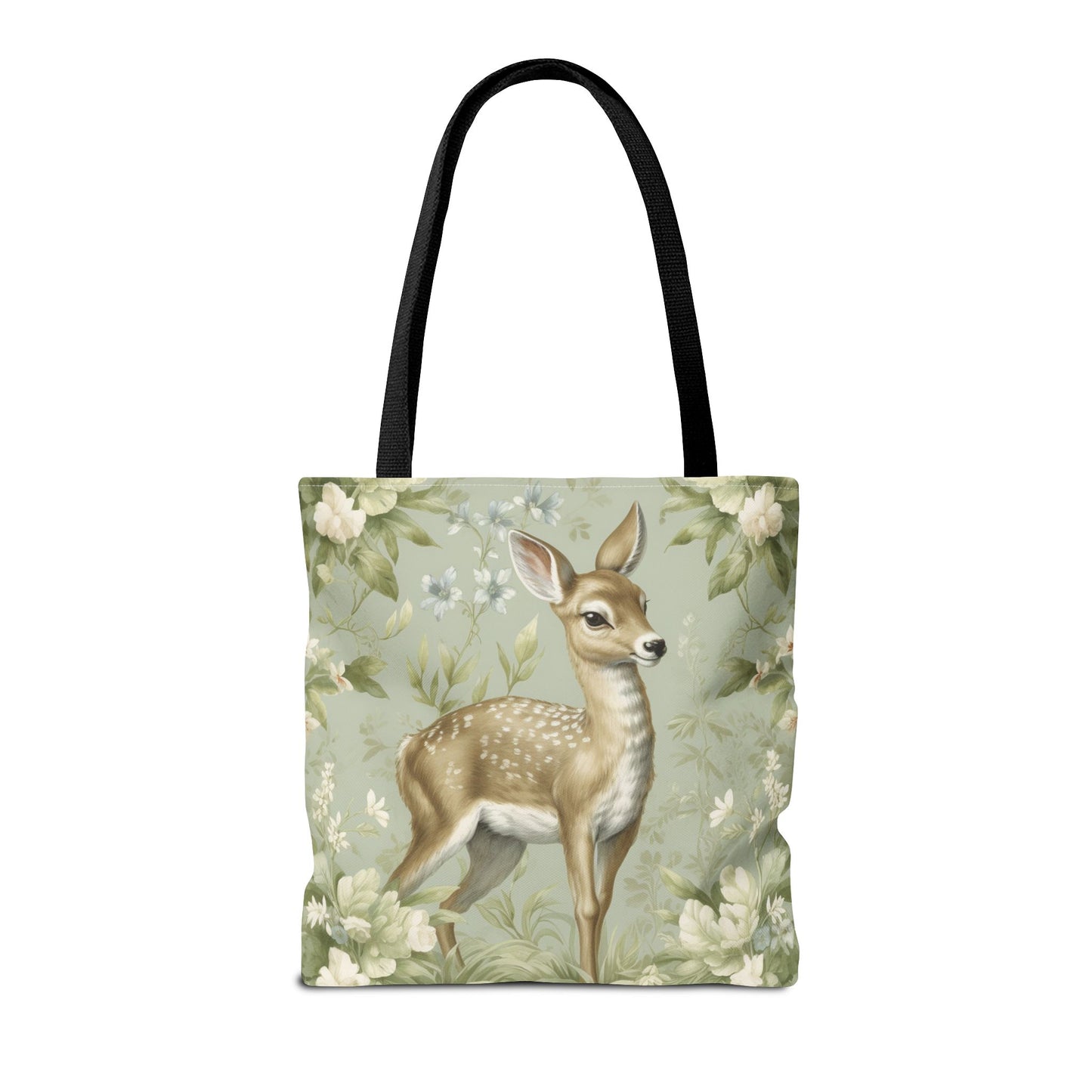 Fawn Meadow Floral Tote Bag, Eco-Friendly Nature Lover Gift