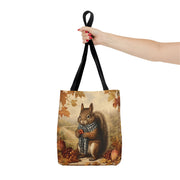 Autumn Squirrel Tote Bag, Festive Eco-Friendly Canvas for Thanksgiving