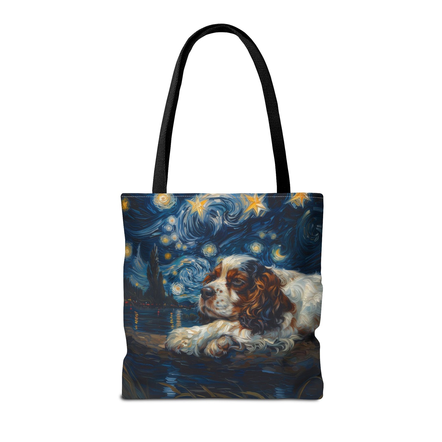 Cavalier King Charles Starry Night Artistic Tote Bag, Dog Lover Gift