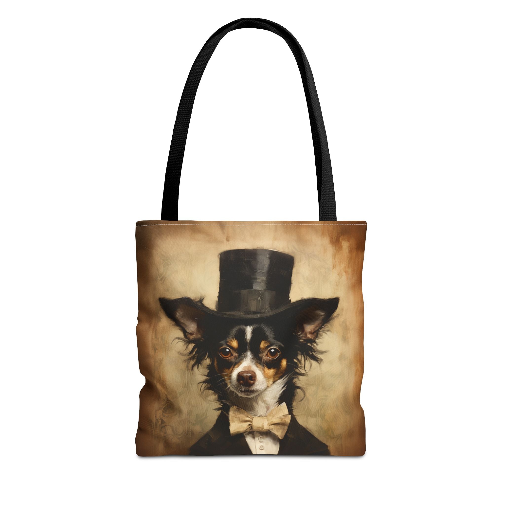 Charming Chihuahua Gentleman Canvas Tote Bag, Elegant Dog Lover Gift