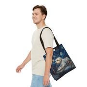 Starry Night Sheepdog Canvas Tote - Artistic Eco-Friendly Bag for Dog Lovers