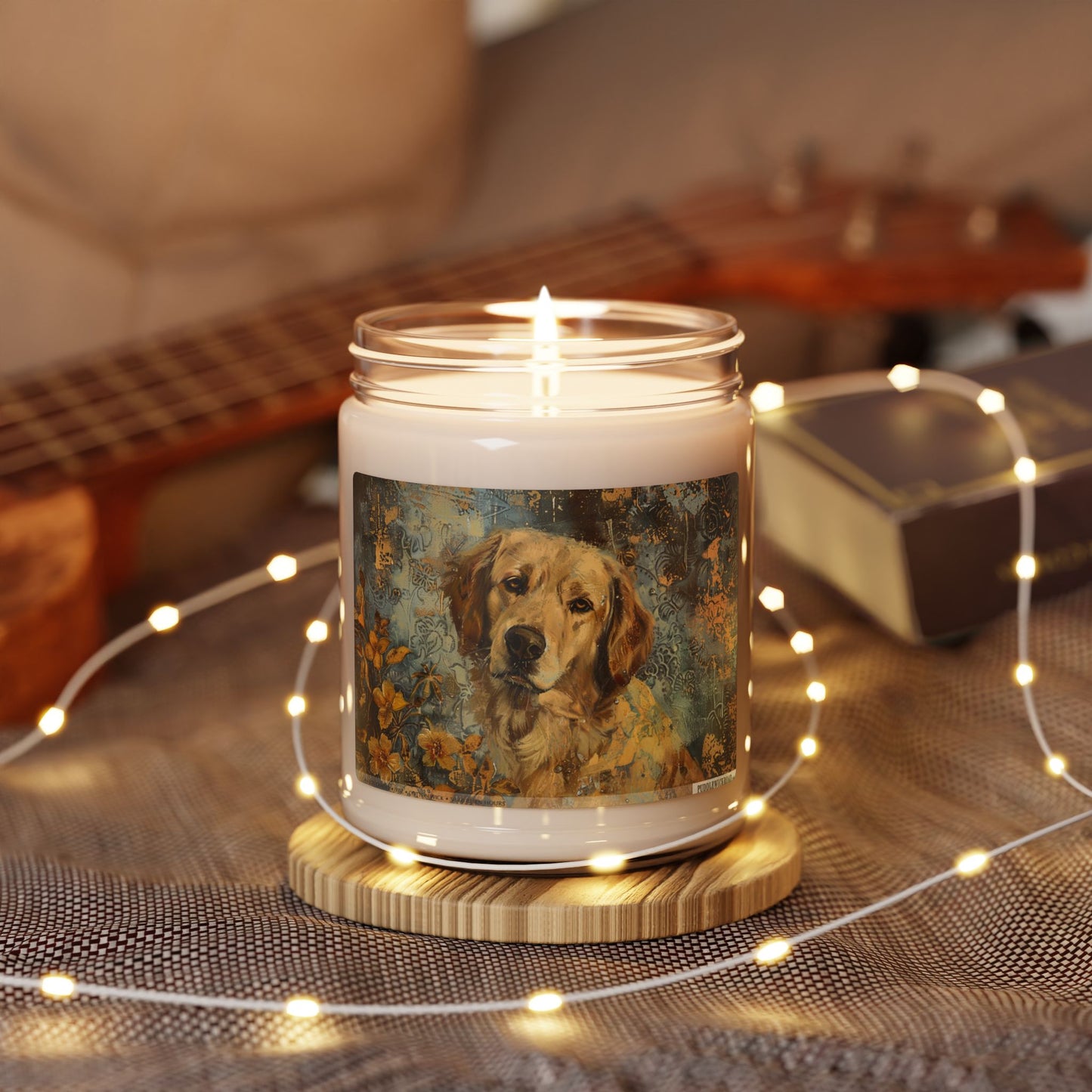 Golden Retriever Companion Candle - Vintage Art Design