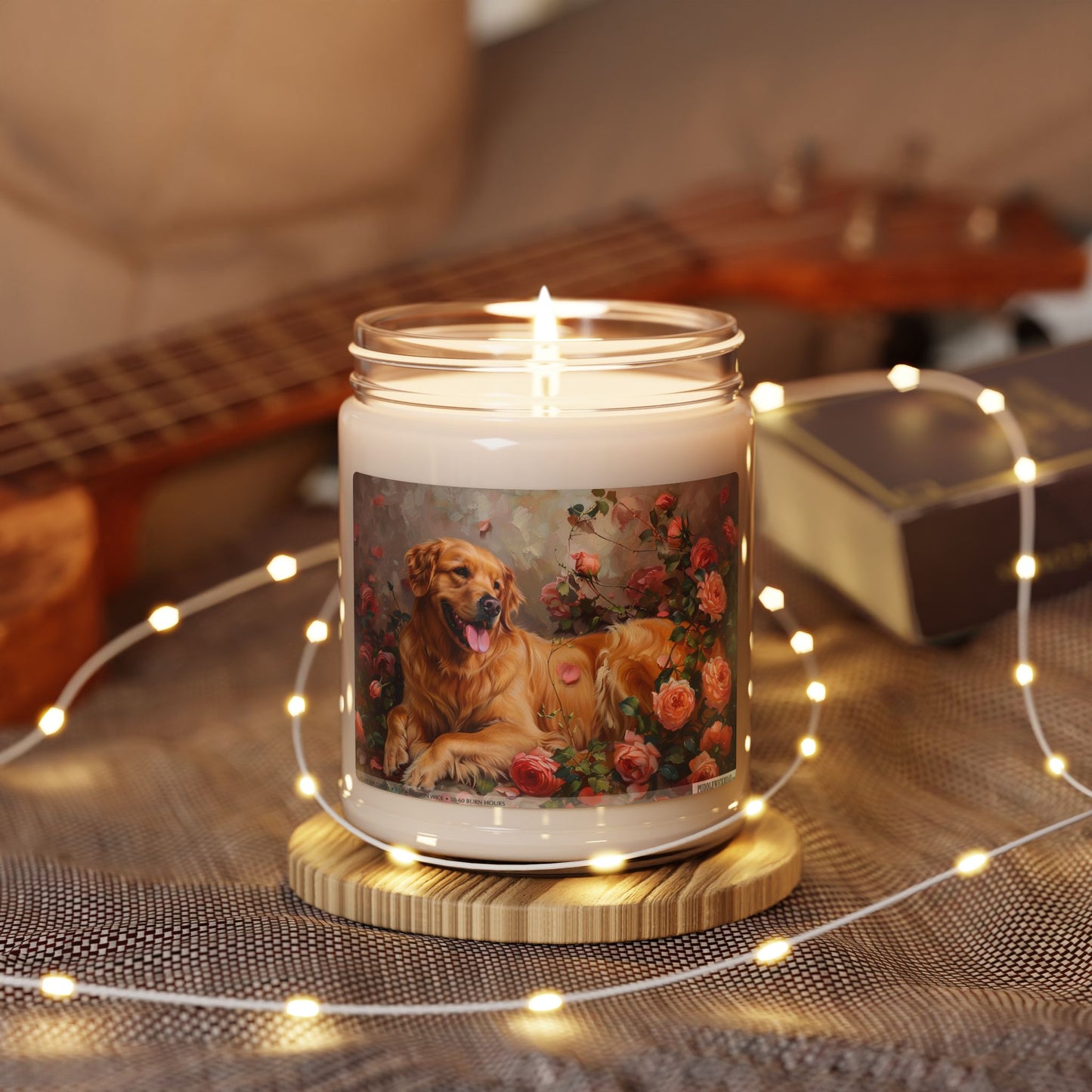 Golden Retriever Vintage Rose Candle - Pet Lover Gift