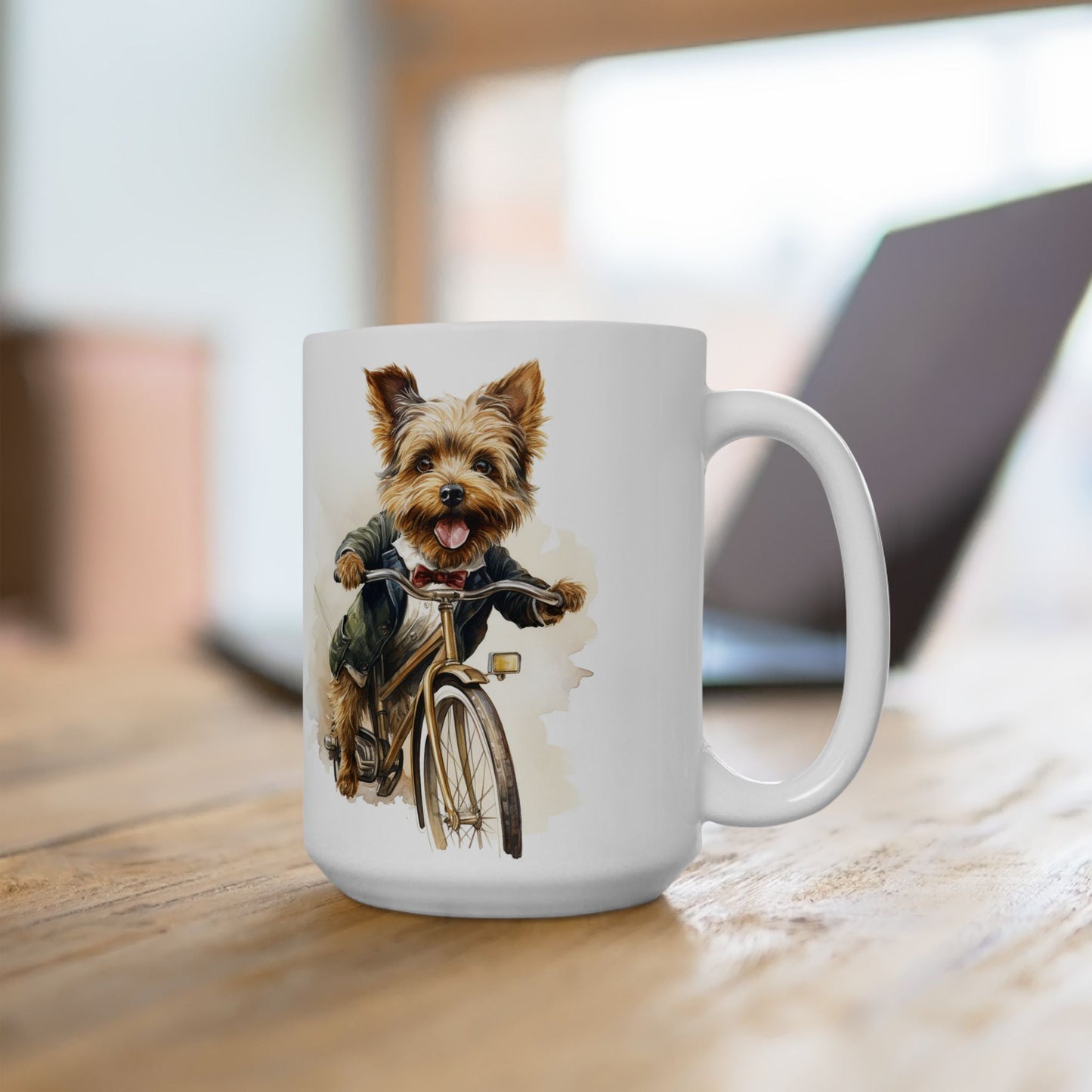 Yorkie Adventure Mug – Yorkshire Terrier Cycling Design Gift