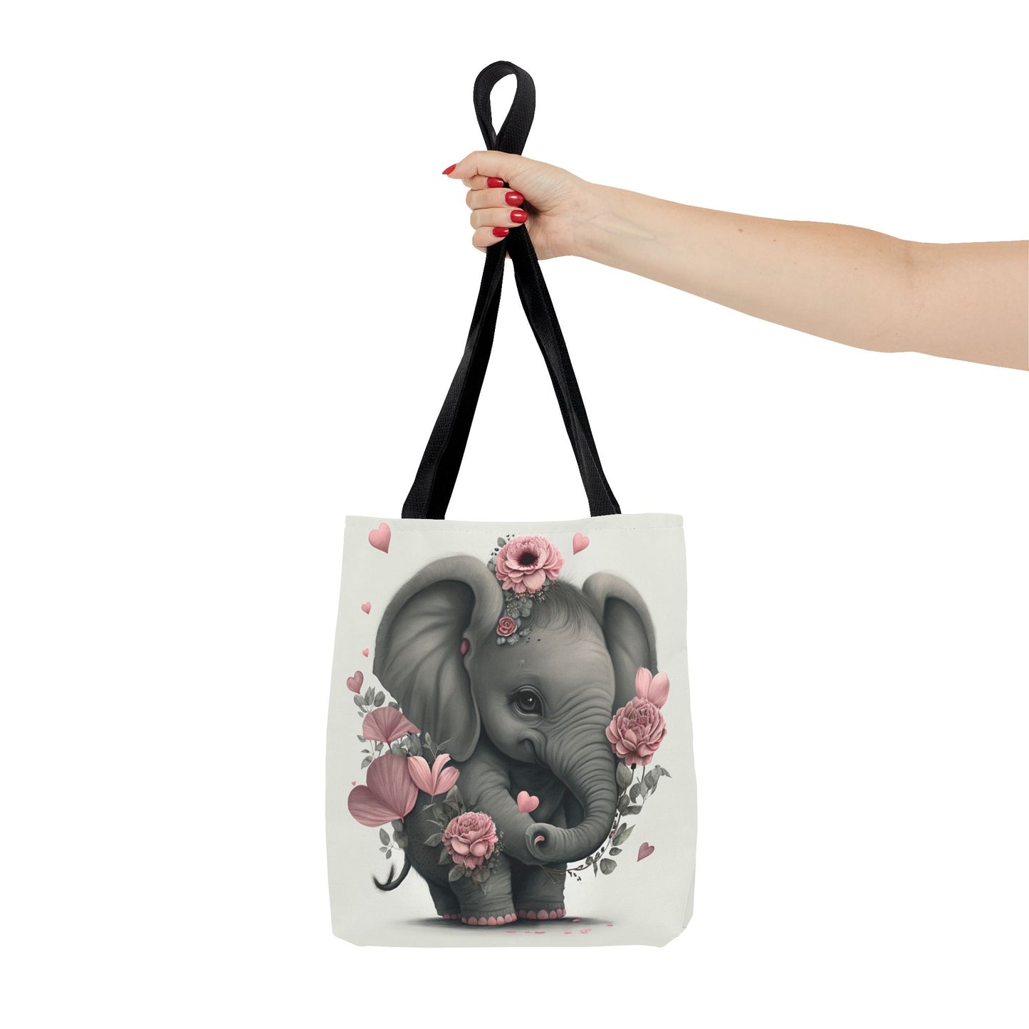 Floral Baby Elephant Tote Bag – Eco-Friendly, Versatile Canvas Bag