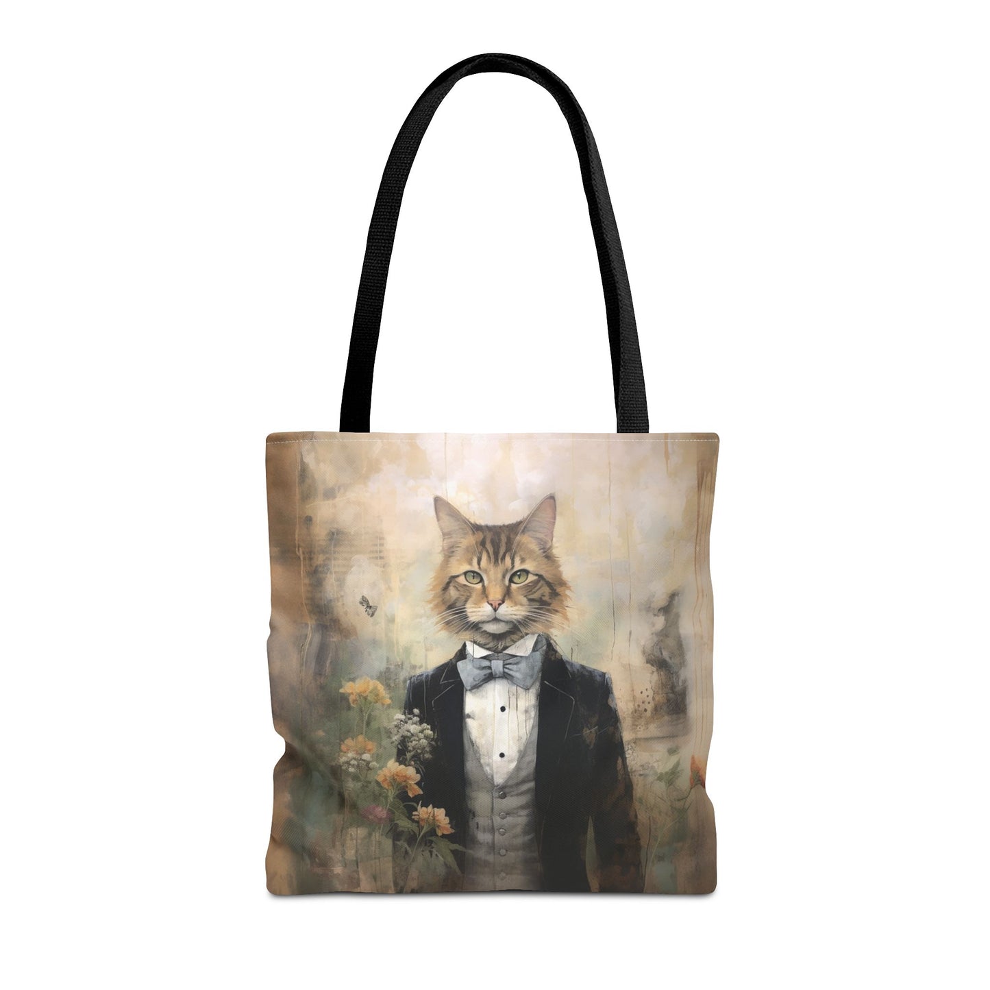 Maine Coon Cat Tote Bag, Elegant Vintage-Style Canvas Market Bag