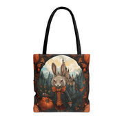 Whimsical Rabbit Castle Tote Bag, Autumn Harvest Design Canvas Bag