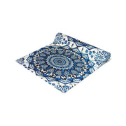 Gzhel-Inspired Table Runner | Blue and White Mandala Design (72" or 90")