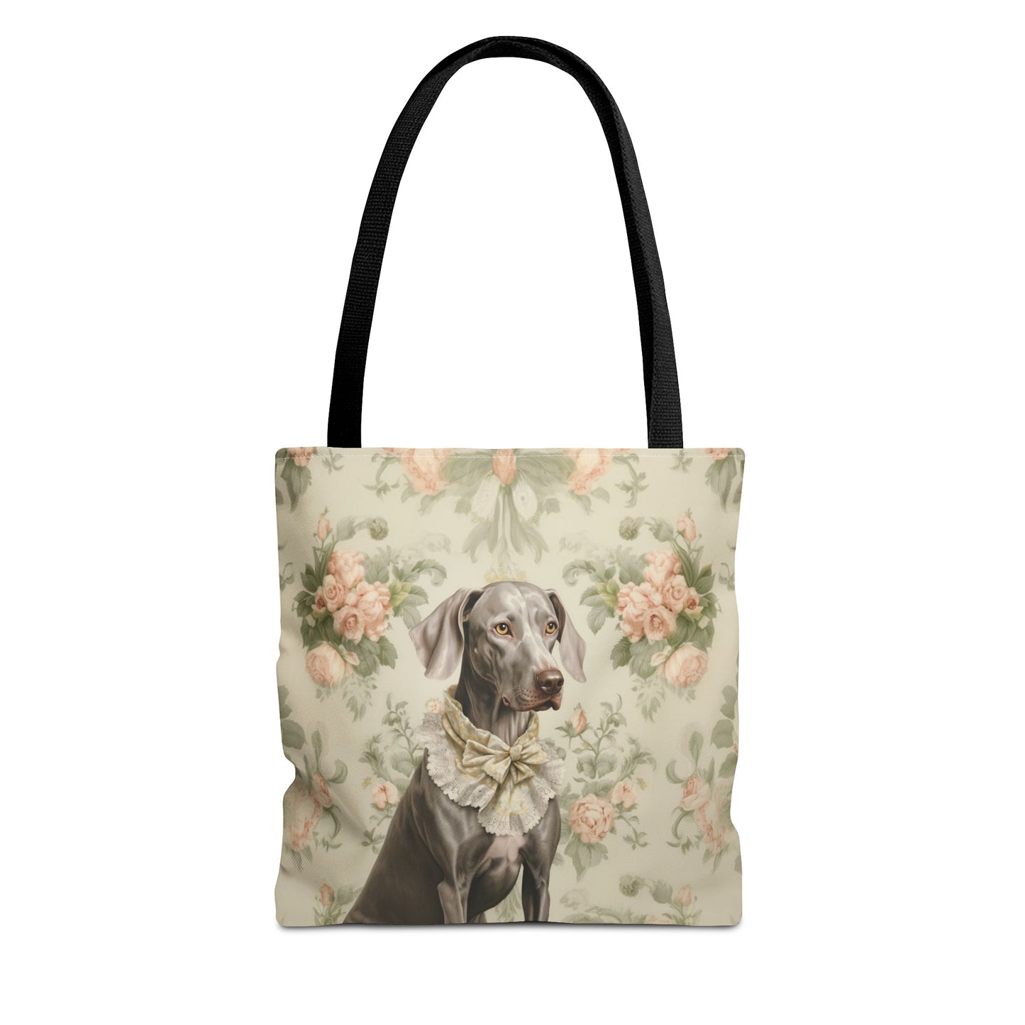 Weimaraner Floral Canvas Tote Bag, Elegant Reusable Shopping Bag