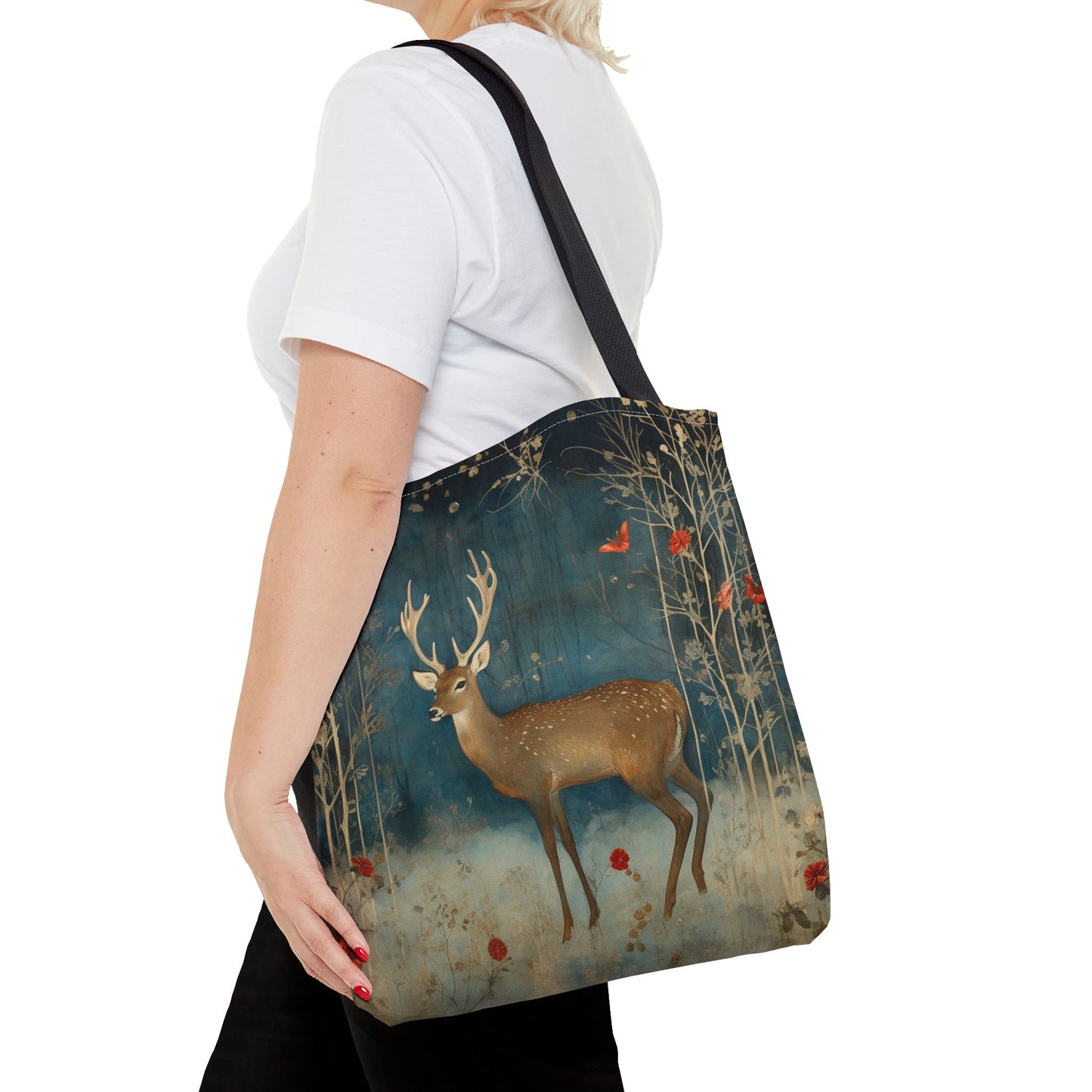 Enchanted Deer Forest Tote Bag, Eco-Friendly Gift for Nature Lovers