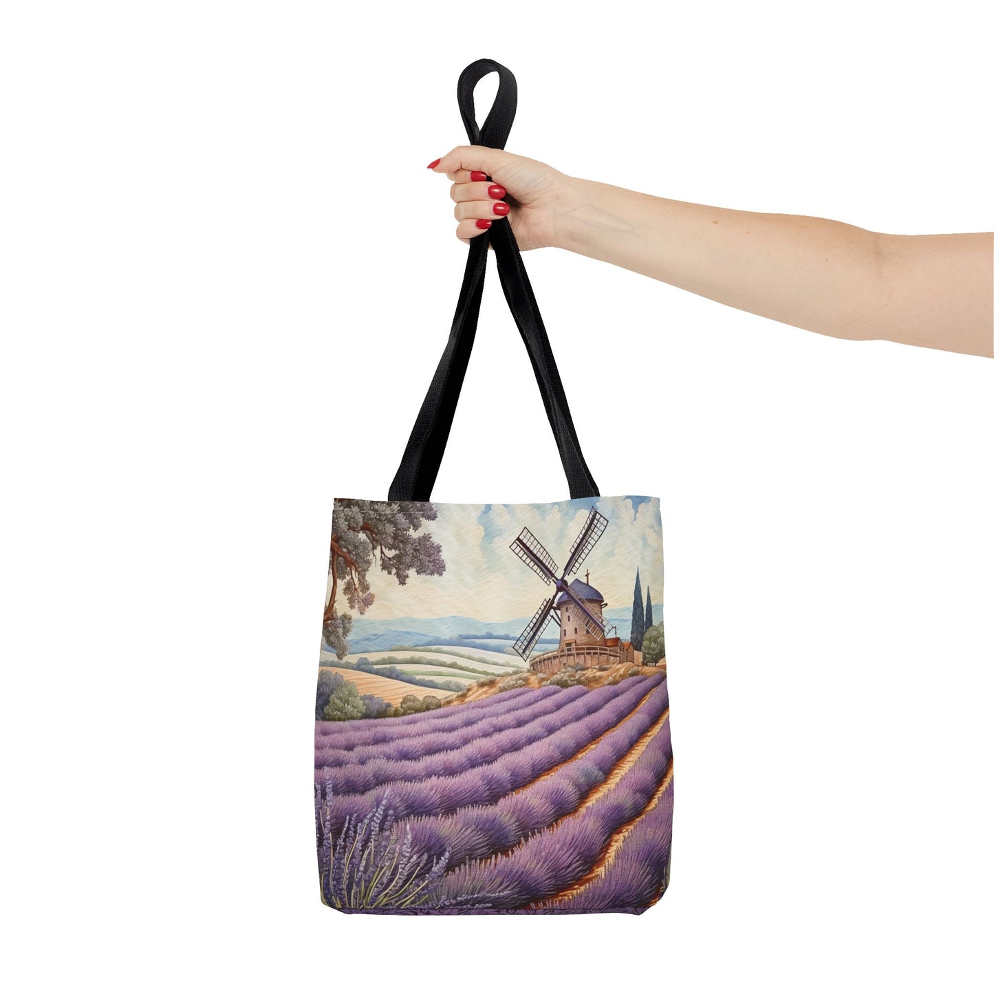 Provence Lavender Windmill Art Tote Bag - Eco-Friendly and Stylish Gift