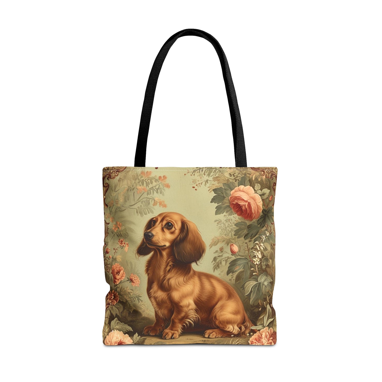 Dachshund Garden Charm Tote Bag - Floral Eco-Friendly Shopper