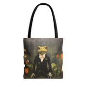 Frog Prince Canvas Tote Bag, Eco-Friendly Shopping Bag for Nature Lovers